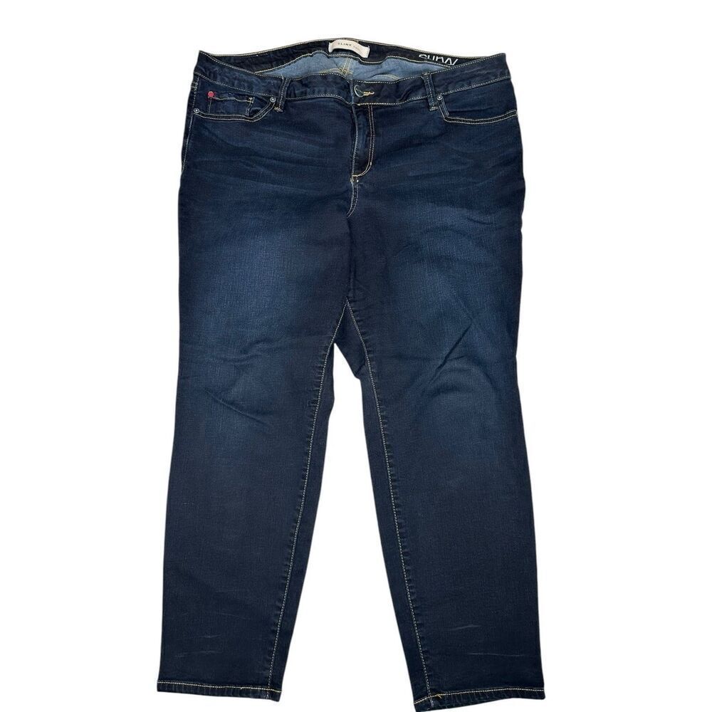 Slink Jeans Curvy Stretch Dark Wash Ankle Denim High Rise Skinny Womens Size 22W